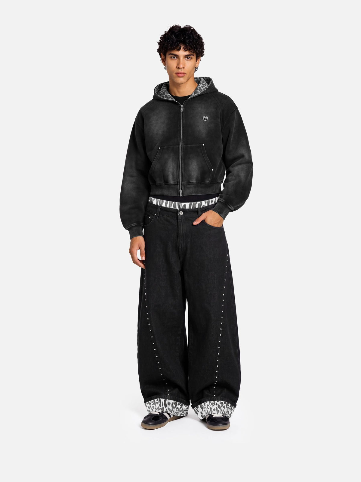 Aelfric Eden Leopard Cuff Baggy Barrel Jeans