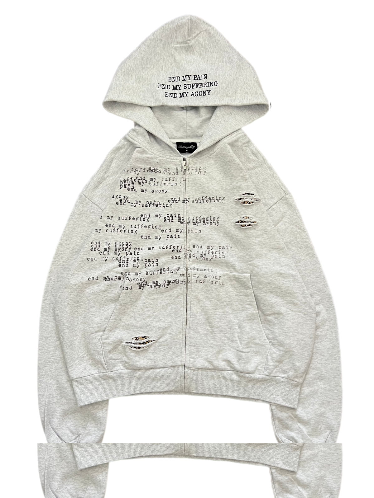 "the end" zip up grey